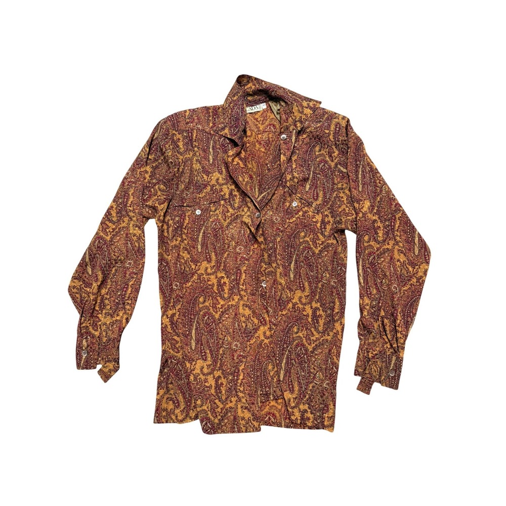 Vintage Escada Margaretha Ley Silk Paisley Button Down Shirt West Germany Sz 34